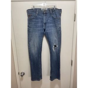 Ariat Denim Mens 38x34 Blue Light Wash M5 Slim Straight Jeans
